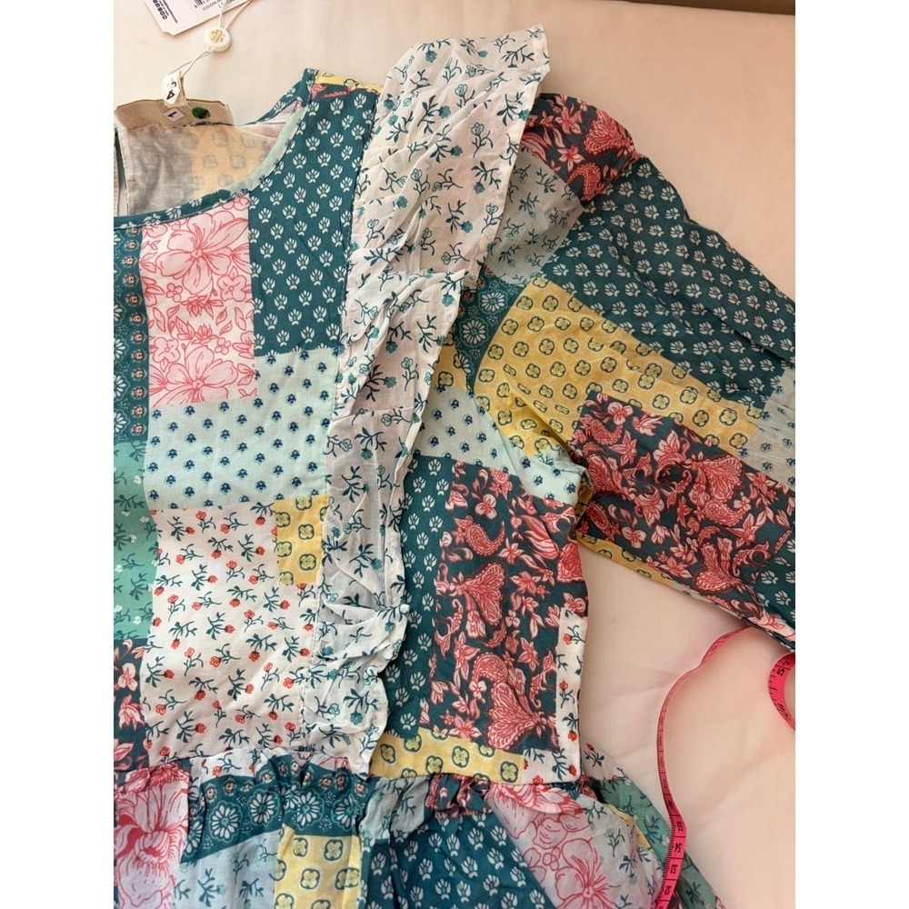 New Simply Southern Patchwork Small Tiered Maxi Dress Ruffle Cotton Cottagecore - Picture 11 of 12